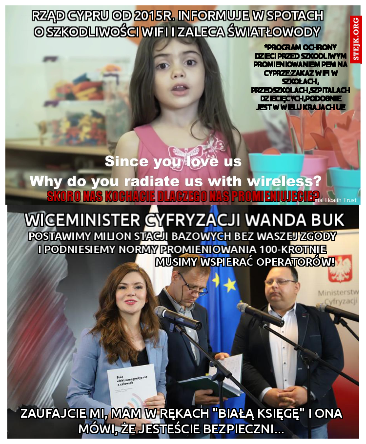 rząd cypru od 2015r. informuje w spotach o szkodliwości wifi i zaleca światłowody