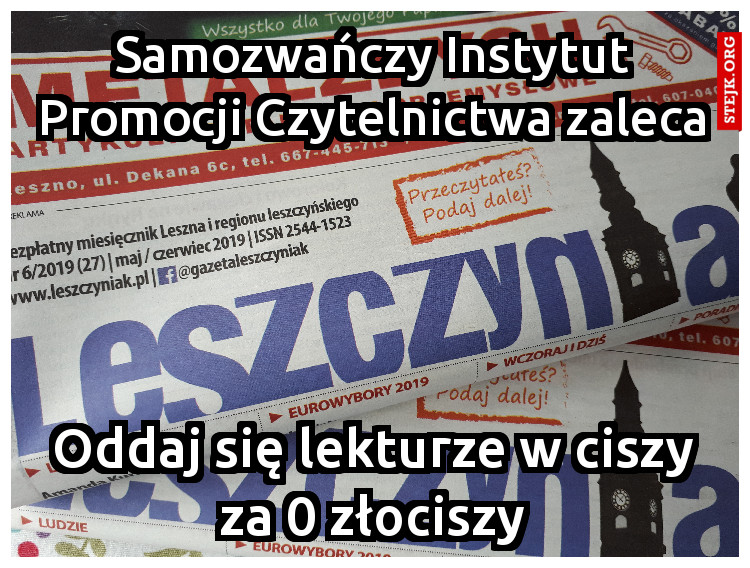 Samozwańczy Instytut Promocji Czytelnictwa zaleca