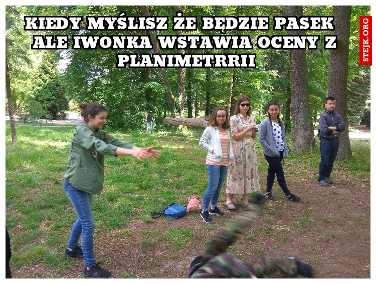kiedy myślisz że będzie pasek   ale iwonka wstawia oceny z planimetrrii