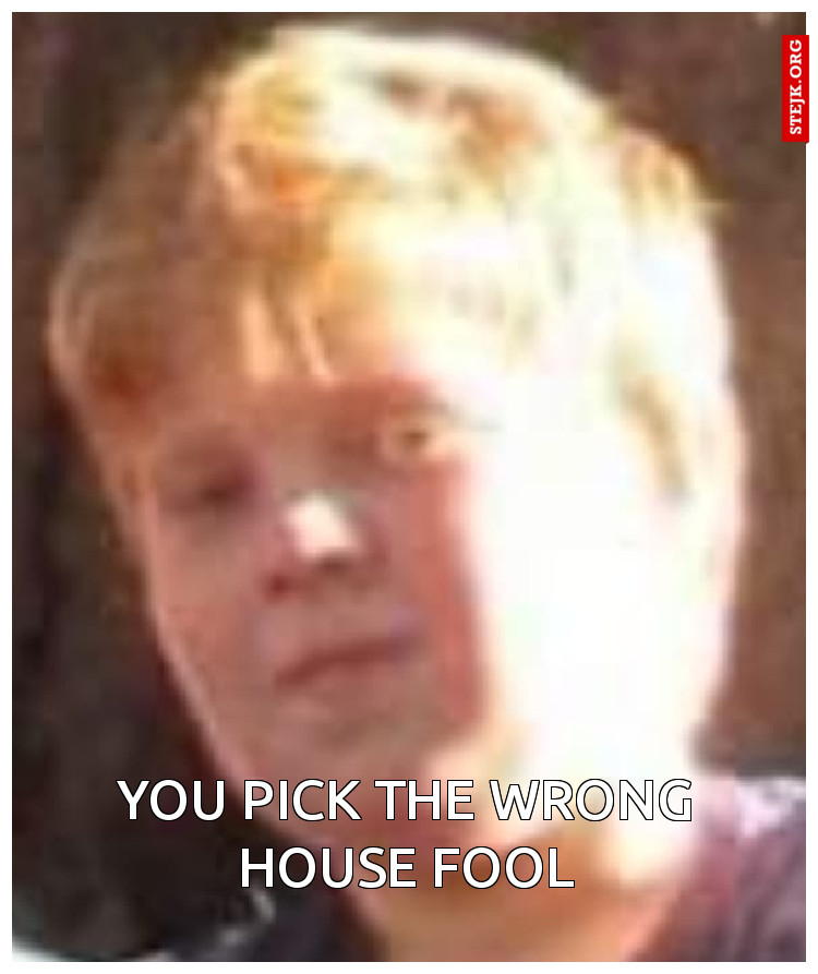YOU PICK THE WRONG HOUSE FOOL