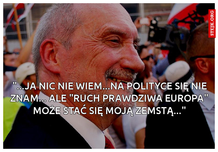 "...JA NIC NIE WIEM...NA POLITYCE SIĘ NIE ZNAM... ALE "RUCH PRAWDZIWA EUROPA" MOŻE STAĆ SIĘ MOJĄ ZEMSTĄ..."