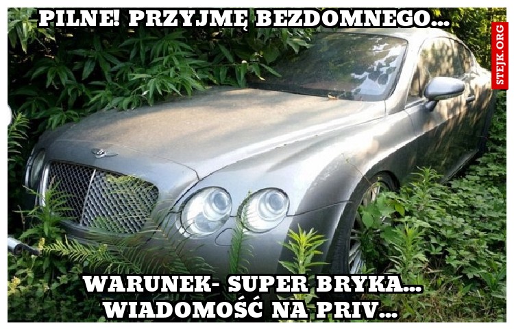 Pilne! Przyjmę bezdomnego... 