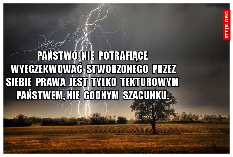 Państwo  nie  potrafiące  wyegzekwować  stworzonego  przez siebie  prawa  jest  tylko  tekturowym  państwem, nie  godnym  szacunku. 