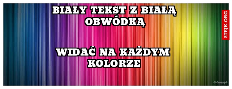 Biały tekst z białą obwódką