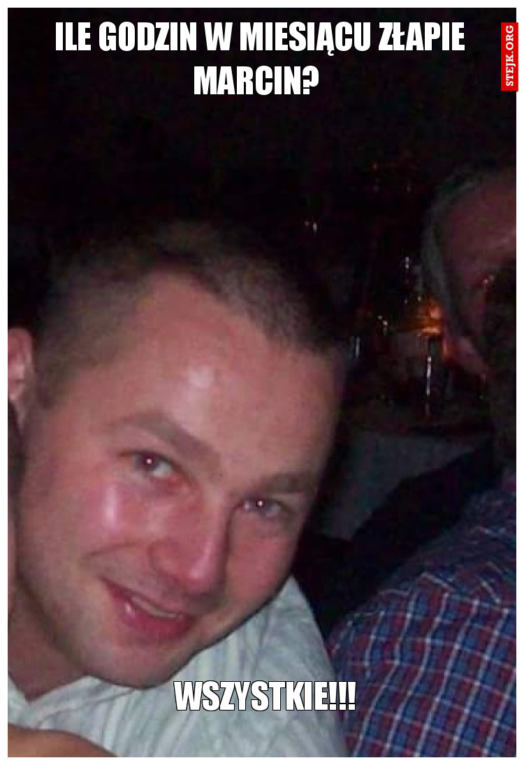 Ile godzin w miesiącu złapie Marcin? 