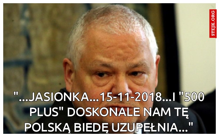 "...JASIONKA...15-11-2018...I "500 PLUS" DOSKONALE NAM TĘ POLSKĄ BIEDĘ UZUPEŁNIA..."