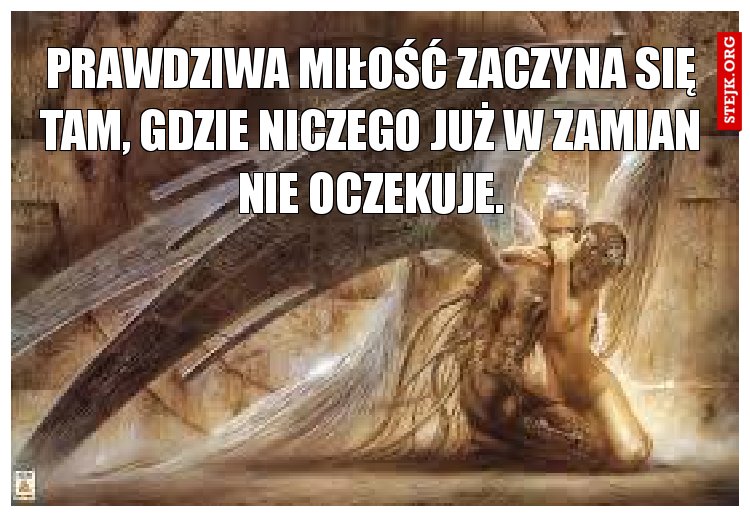 Prawdziwa miłość zaczyna się tam, gdzie niczego już w zamian nie oczekuje.