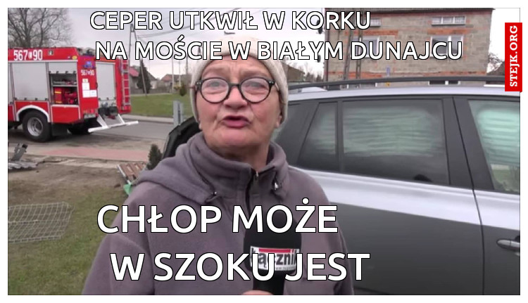 ceper utkwił w korku                                na moście w białym dunajcu              
