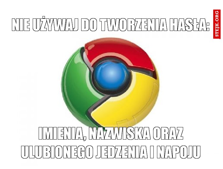 nie używaj do tworzenia hasła: