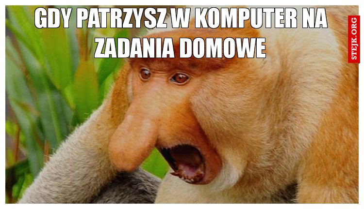 gdy patrzysz w komputer na zadania domowe