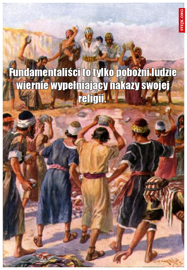 Fundamentaliści to tylko pobożni ludzie wiernie wypełniający nakazy swojej religii. 