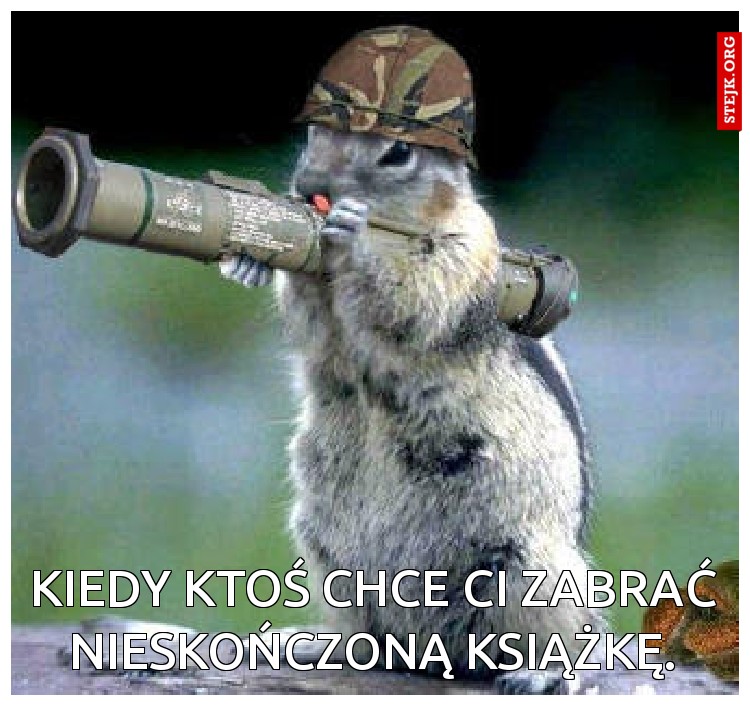 Kiedy ktoś chce Ci zabrać nieskończoną książkę.