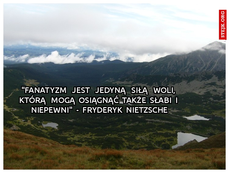 "Fanatyzm   jest   jedyną   siłą   woli,  którą   mogą  osiągnąć  także  słabi  i  niepewni"  -  Fryderyk  Nietzsche