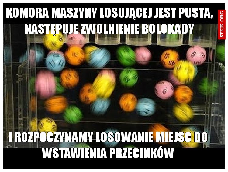 komora maszyny losującej jest pusta, następuje zwolnienie bolokady
