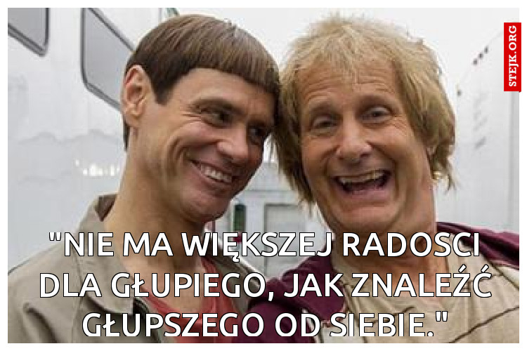 "Nie ma większej radości dla głupiego, jak znaleźć głupszego od siebie."