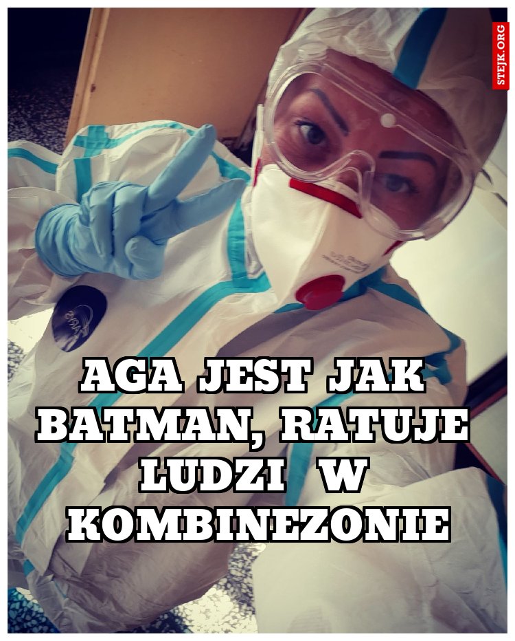 Aga jest jak batman, rATUJE LUDZI  w kombinezoniE