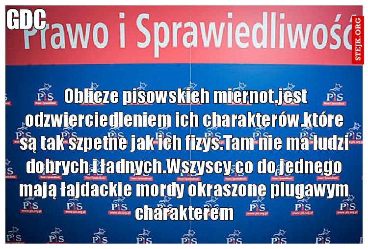  Oblicze pisowskich miernot.jest odzwierciedleniem ich charakterów.które są tak szpetne jak ich fizys.Tam nie ma ludzi dobrych i ładnych.Wszyscy co do jednego mają łajdackie mordy okraszone plugawym charakterem