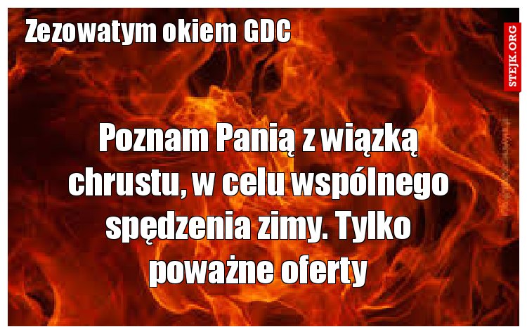 Poznam Panią z wiązką chrustu, w celu wspólnego spędzenia zimy. Tylko poważne oferty