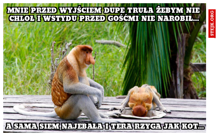 mnie przed wyjściem dupe truła żebym nie chloł i wstydu przed gośćmi nie narobił...