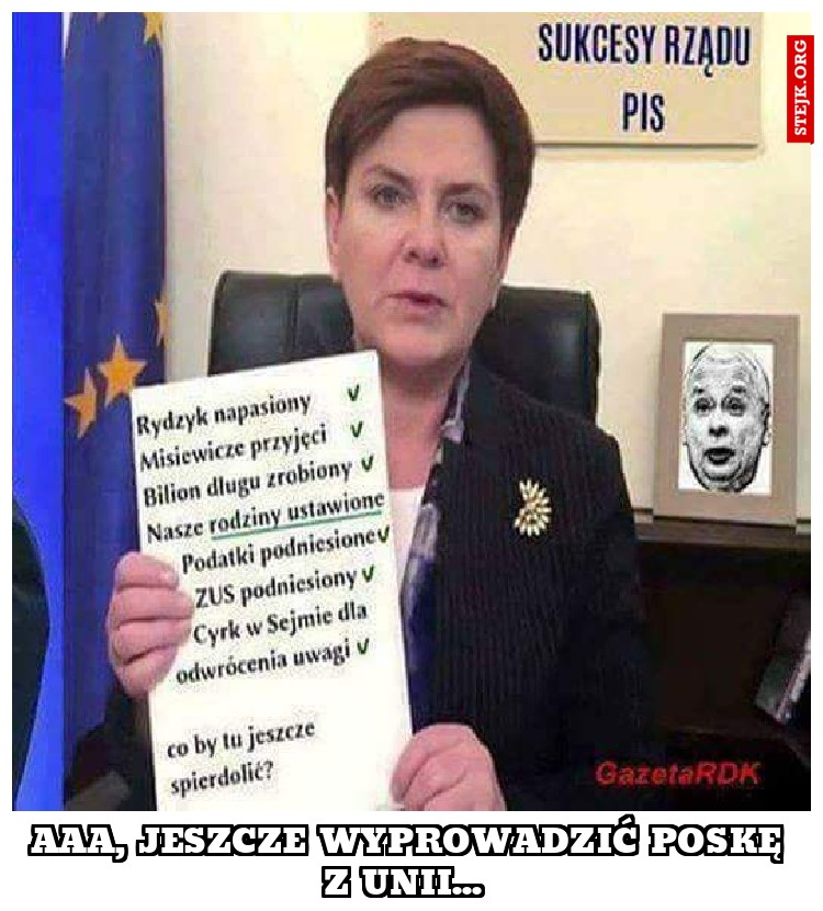 Aaa, jeszcze wyprowadzić Poskę z Unii... 