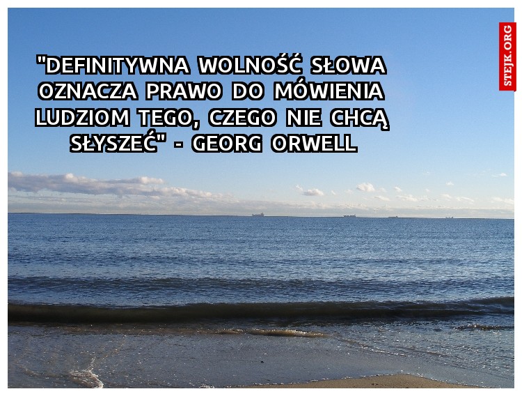 "Definitywna  wolność  słowa  oznacza  prawo  do  mówienia  ludziom  tego,  czego  nie  chcą  słyszeć"  -  Georg  Orwell