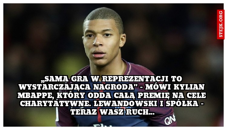 ,,Sama gra w reprezentacji to wystarczająca nagroda" - mówi Kylian Mbappe, który odda całą premię na cele charytatywne. Lewandowski i spółka - TERAZ WASZ RUCH...
