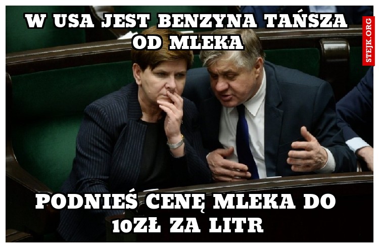 w usa jest benzyna tańsza od mleka