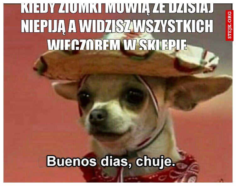 Kiedy ziomki mówią że dzisiaj niepiją A widzisz wszystkich wieczorem w sklepie