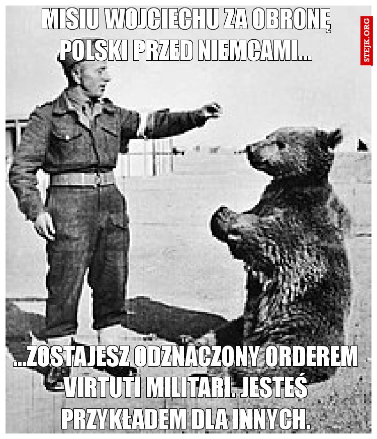Misiu Wojciechu za obronę Polski przed Niemcami...