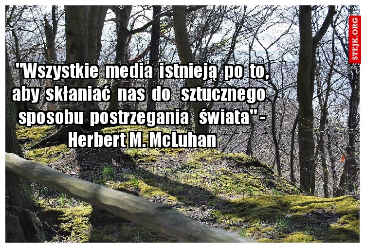 "Wszystkie  media  istnieją  po  to, aby  skłaniać  nas  do   sztucznego   sposobu  postrzegania   świata" - Herbert M. McLuhan