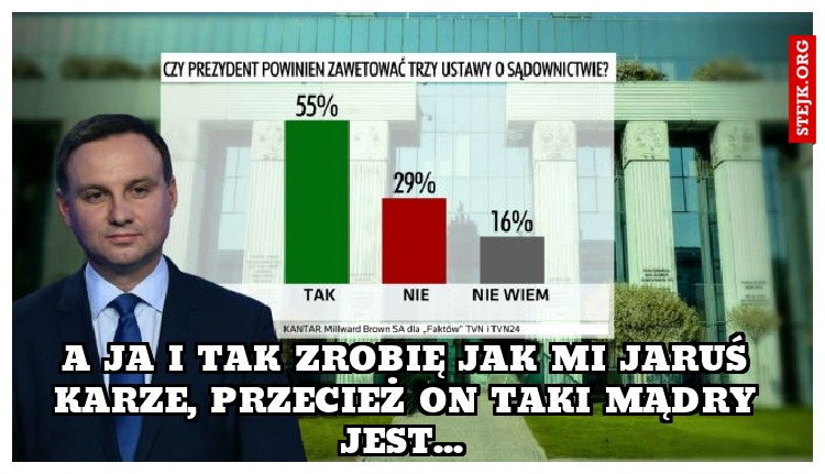 A ja i tak zrobię jak mi Jaruś karze, przecież on taki mądry jest... 