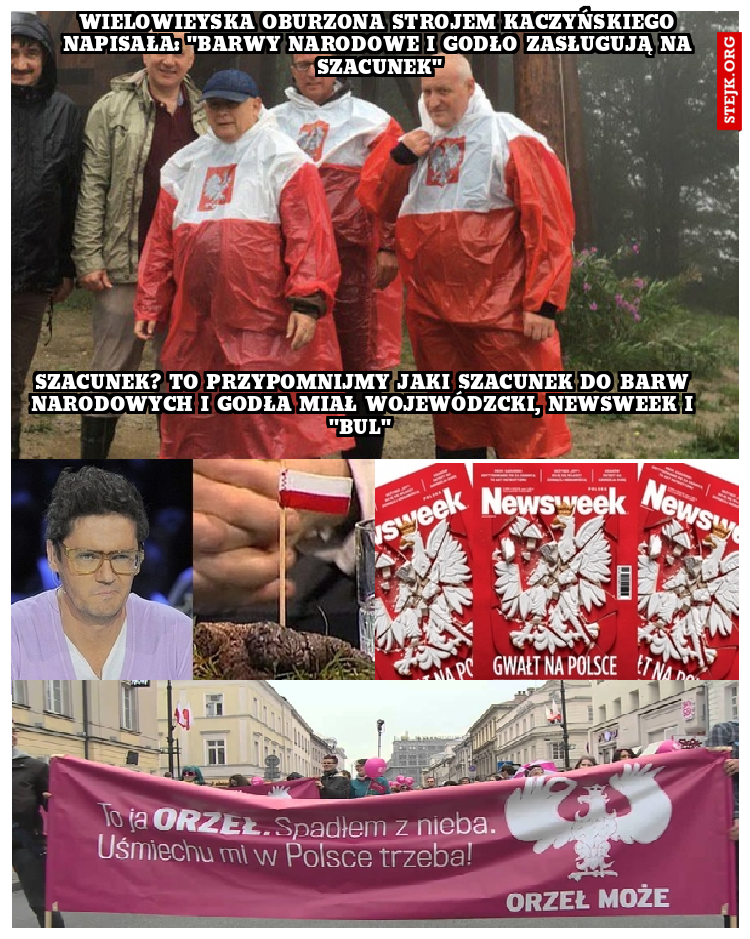 Wielowieyska oburzona strojem kaczyńskiego napisała: "barwy narodowe i godło zasługują na szacunek"