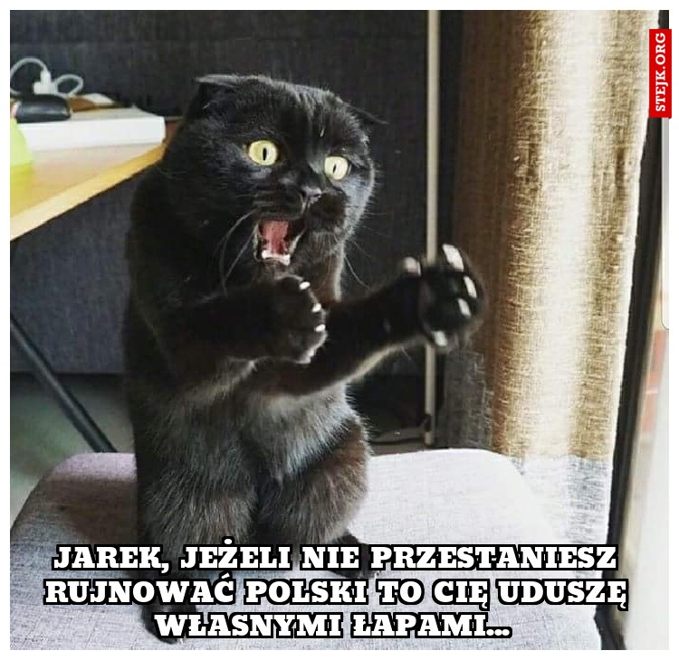 Jarek, jeżeli nie przestaniesz rujnować Polski to cię uduszę własnymi łapami... 