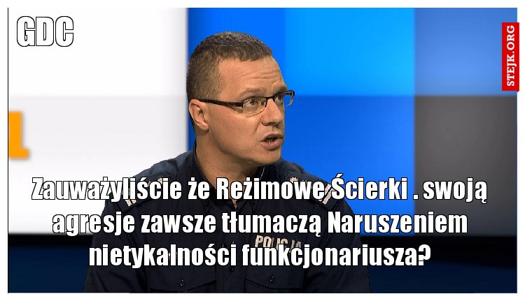 Zauważyliście że Reżimowe Ścierki . swoją agresje zawsze tłumaczą Naruszeniem nietykalności funkcjonariusza?