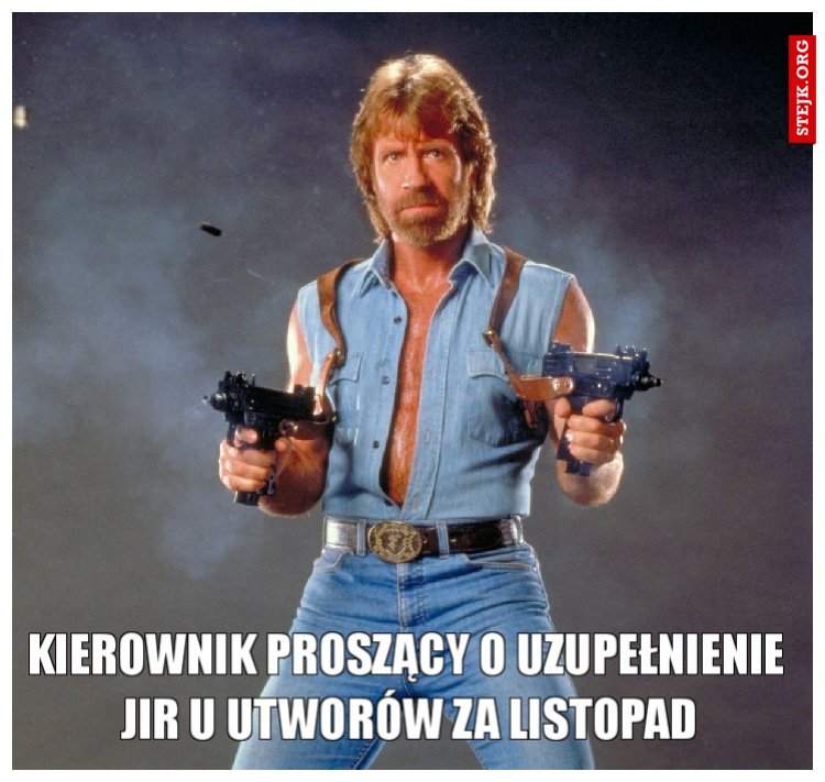 Kierownik proszący o uzupełnienie  Jir u Utworów za listopad