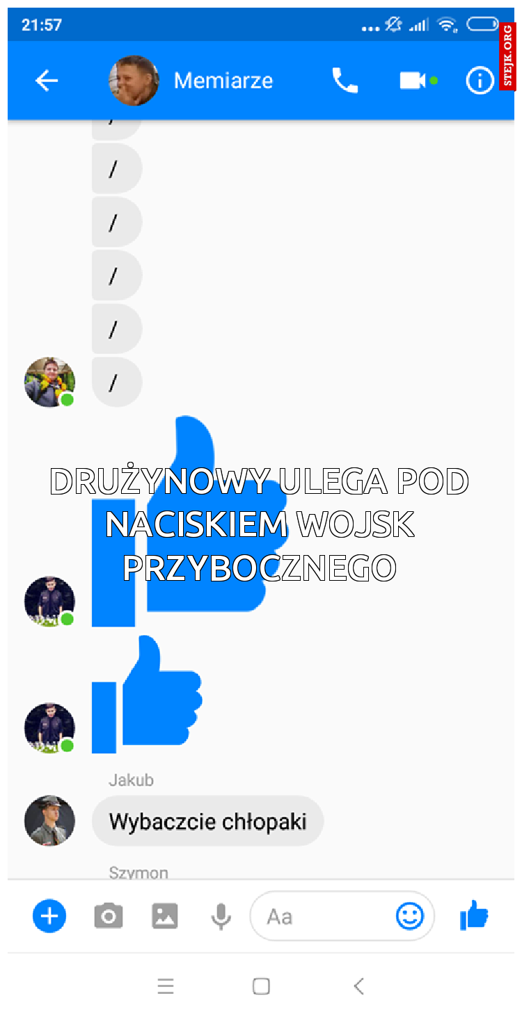 drużynowy ulega pod naciskiem wojsk przybocznego
