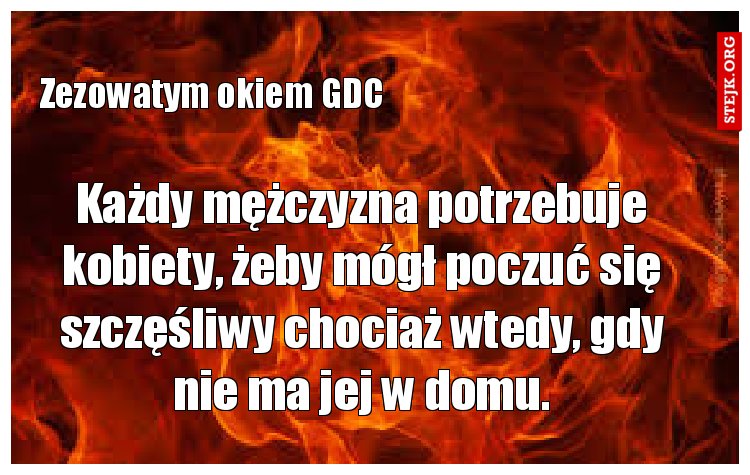 Każdy mężczyzna potrzebuje kobiety, żeby mógł poczuć się szczęśliwy chociaż wtedy, gdy nie ma jej w domu.