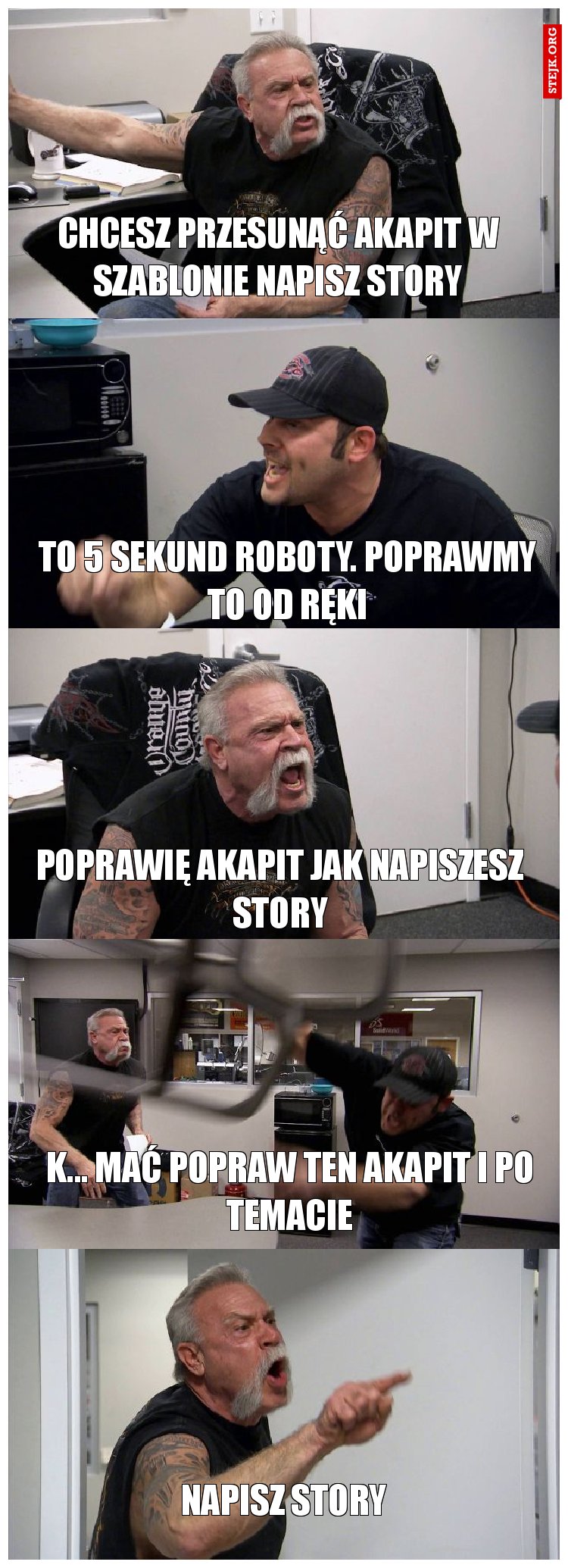 Chcesz przesunąć akapit w szablonie napisz story