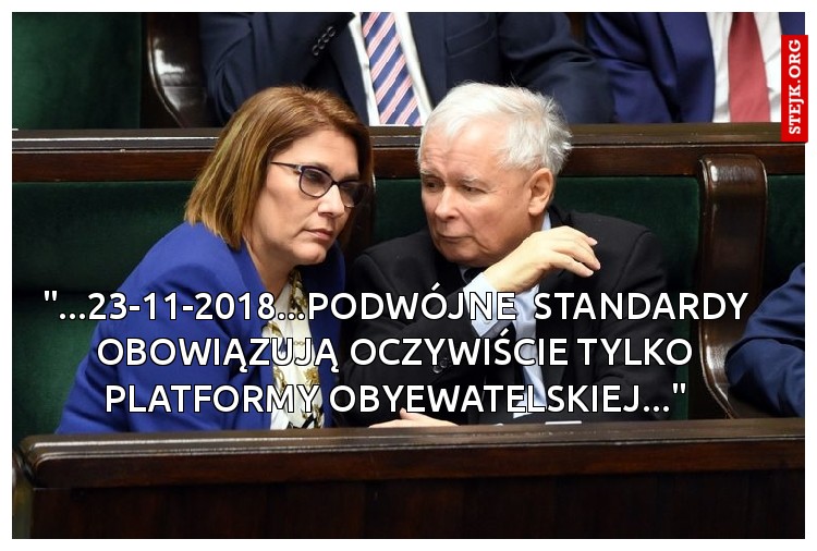 "...23-11-2018...PODWÓJNE  STANDARDY OBOWIĄZUJĄ OCZYWIŚCIE TYLKO PLATFORMY OBYEWATELSKIEJ..."