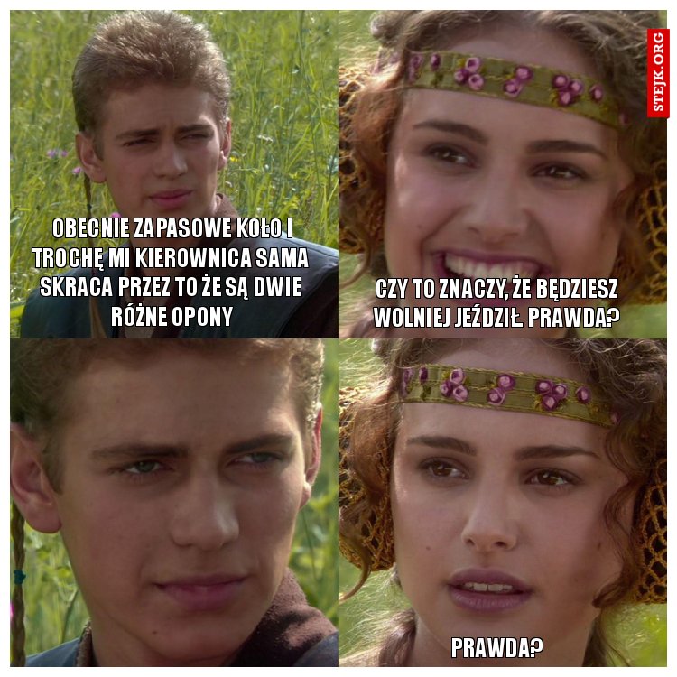  obecnie zapasowe koło i trochę mi kierownica sama skraca przez to że są dwie różne opony