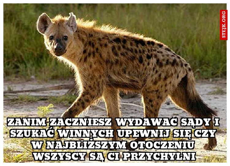 Zanim zaczniesz wydawać sądy i szukać winnych upewnij się czy w najbliższym otoczeniu wszyscy są ci przychylni
