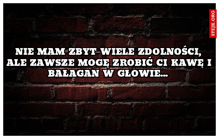Nie mam zbyt wiele zdolności, ale zawsze mogę zrobić ci kawę i bałagan w głowie... 