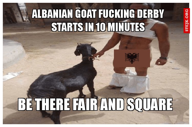 albanian goat fucking derby starts in 10 minutes
