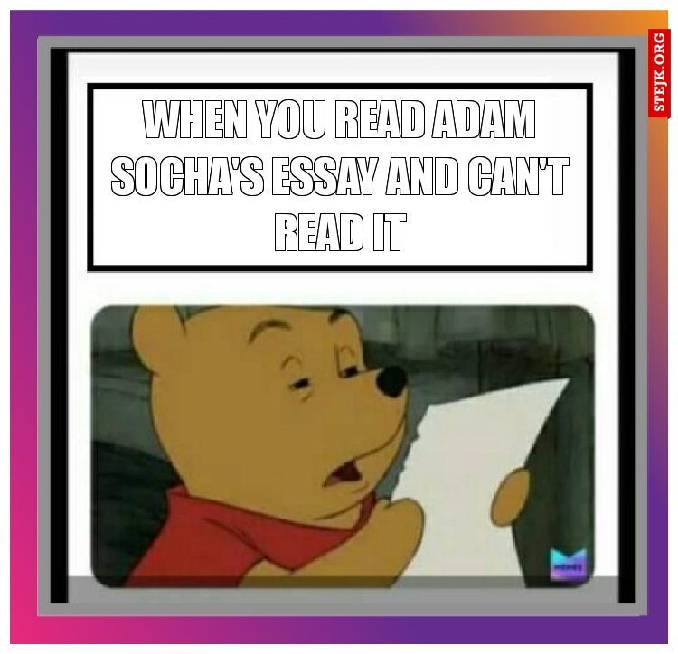 When you read Adam Socha's essay and can't read it