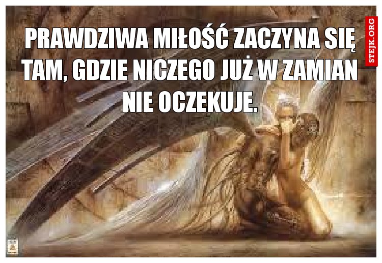 Prawdziwa miłość zaczyna się tam, gdzie niczego już w zamian nie oczekuje.