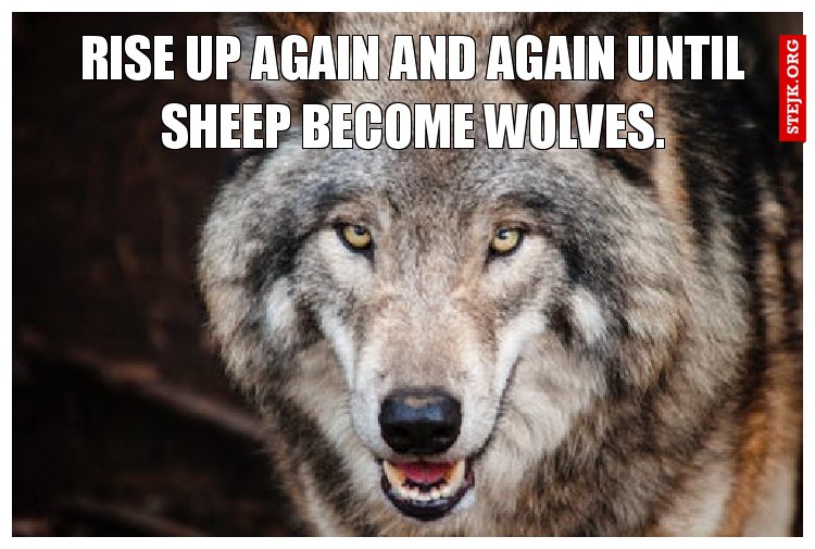 Rise up again and again until sheep become wolves.