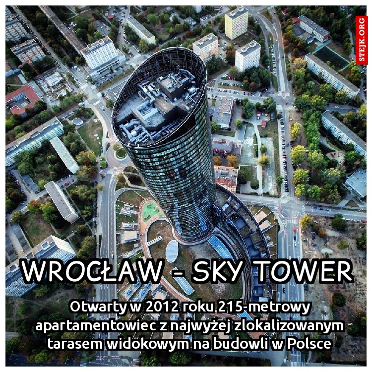 Otwarty w 2012 roku 215-metrowy apartamentowiec z najwyżej zlokalizowanym tarasem widokowym na budowli w Polsce