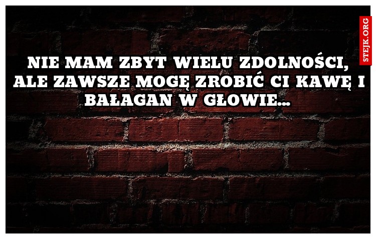 Nie mam zbyt wielu zdolności, ale zawsze mogę zrobić ci kawę i bałagan w głowie... 
