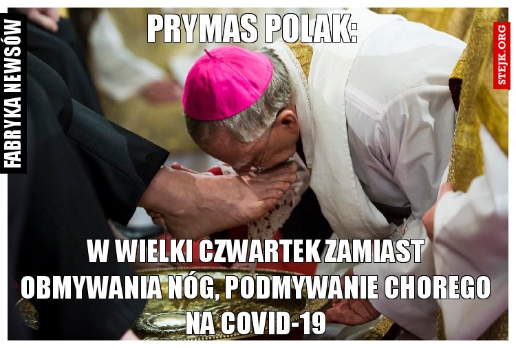 W Wielki Czwartek zamiast obmywania nóg, podmywanie chorego na covid-19