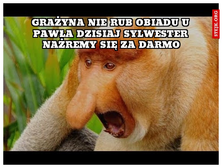 Grażyna nie rub obiadu u pawła dzisiaj sylwester nażremy się za darmo